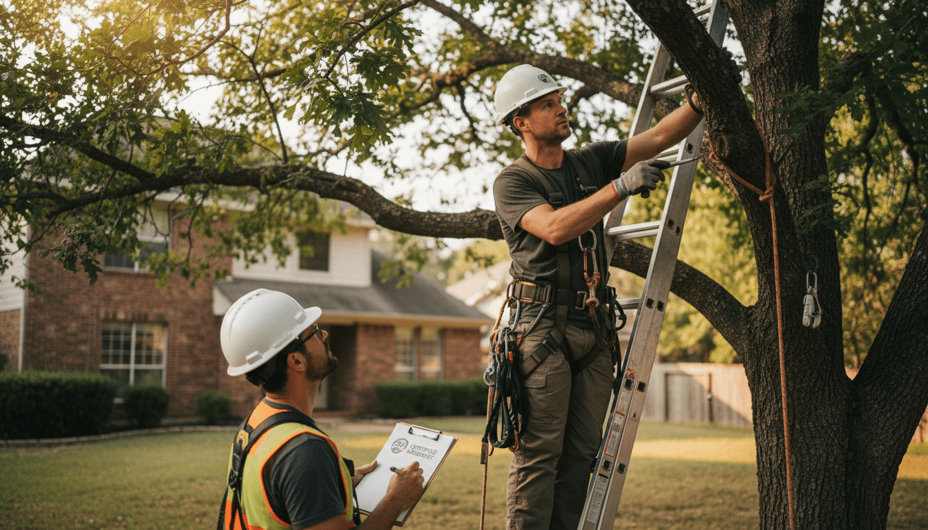 O'Brien Tree Service arborist conducting professional tree assessment
